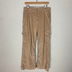 American Eagle Super High Rise Baggy Wide Leg Corduroy Pants Womens 12 Tan